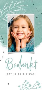 Bedankkaart Communie feest verf bloemen hartjes foto