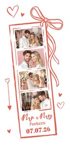 Bedankkaart uniek fotostrip trouwen romantisch hip