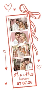 Bedankkaart uniek fotostrip trouwen romantisch hip
