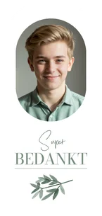 Bedankkaart vormsel takjes stijlvol boogkaart groen foto