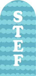 Boogvorm geboortekaartje jongen gestreept modern hip blauw