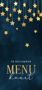 Chique menukaartje kerstdiner sterrenhemel goud sterren