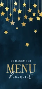 Chique menukaartje kerstdiner sterrenhemel goud sterren