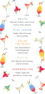 Cocktail kaart menu zomer vrolijk illustraties
