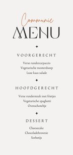 Communiefeest menu vogeltjes kruis koper