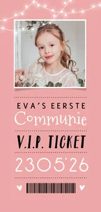 Communiekaart ticket lampjes feestje foto