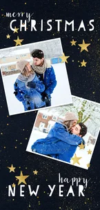 Fotokaart met typografie en gouden sterren