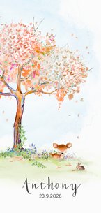 Geboortekaart hertje - herfstboom