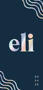 Geboortekaartje blauw abstracte lijnen & holografisch folie 