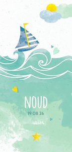 Geboortekaartje boot op golven