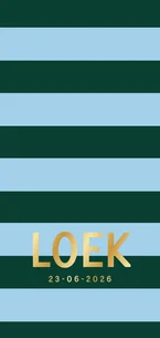 Geboortekaartje colorblocking gestreept groen blauw