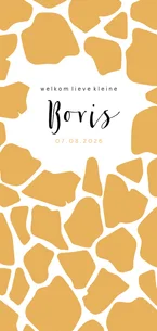 Geboortekaartje dierenprint giraf