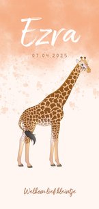 Geboortekaartje giraffe lief waterverf