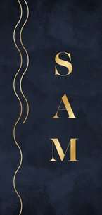 Geboortekaartje golven minimalistisch goud donkerblauw