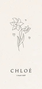 Geboortekaartje maart met narcis geboortebloem 