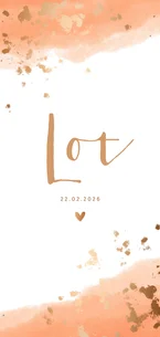 Geboortekaartje meisje gouden spetters waterverf