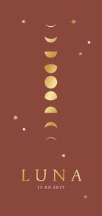 Geboortekaartje meisje maan astrologie sterren goud