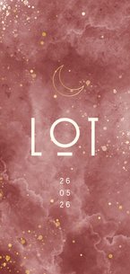 Geboortekaartje met gouden maan en waterverf wolkjes 