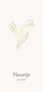 Geboortekaartje met lelietje van dalen geboortebloem mei