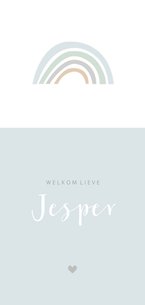 Geboortekaartje regenboog langwerpig blauw