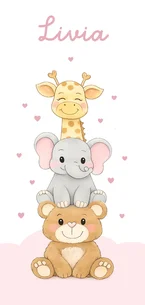 Geboortekaartje safari dieren hartjes lief meisje