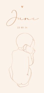 Geboortekaartje stijlvol lijntekening van baby met foliedruk