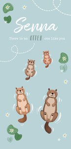 Geboortekaartje unisex dieren otters illustratie