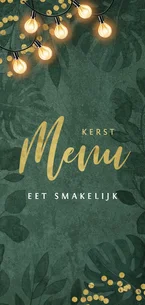 Groene kerstkaart kerstdiner botanisch goud confetti