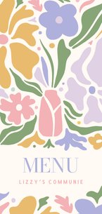 Hippe communie menukaart met pastel bloemen illustratie