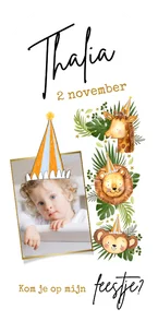 Hoge boog kinderfeestje 1 jaar jungle aap giraf leeuw foto