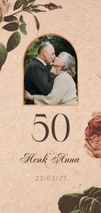 Jubileumkaart 50 jaar vintage met foto en bloemen