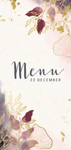 Kerst menu stijlvol met waterverf gouden bladeren