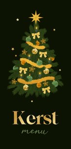 Kerst-menukaart kerstboom goud sterretjes decoratie