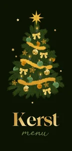 Kerst-menukaart kerstboom goud sterretjes decoratie