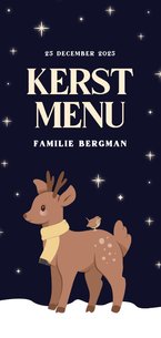 Kerst menukaartje met hertje en sterren