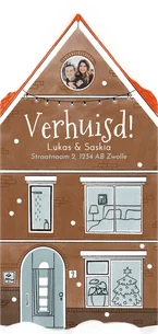 Kerst verhuiskaart jaren 30 woning huisvorm