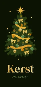 Kerstdiner kerstboom menukaart goud sterretjes decoratie