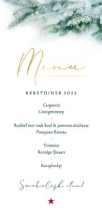 Kerstdiner menukaart dennentakjes
