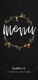 Kerstdiner menukaart stijlvol met kerstillustraties