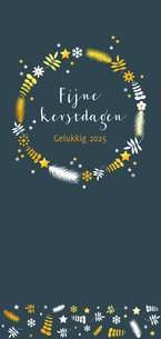 Kerstkaart cirkel met takjes en sterren langwerpig