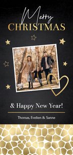 Kerstkaart foto sterren panterprint goudlook
