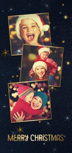 Kerstkaart fotocollage galaxy blauw met goudaccent