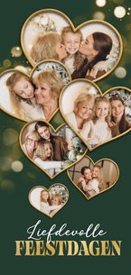 Kerstkaart hartjes fotocollage liefdevolle feestdagen