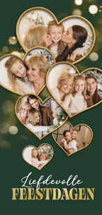 Kerstkaart hartjes fotocollage liefdevolle feestdagen