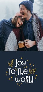 Kerstkaart joy to the world goudlook met foto