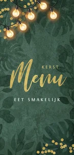 Kerstkaart kerstdiner menukaart botanisch goud confetti