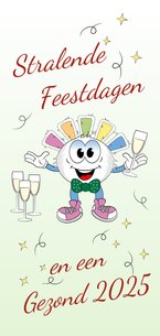 Kerstkaart stralende feestdagen en een gezond 2025