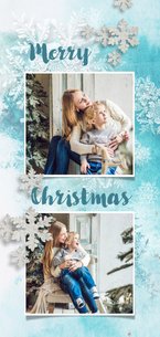 Kerstkaart winters blauw met foto