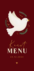 Kerstlunch menukaart duif sterren goudlook