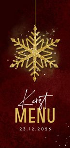 Kerstlunch menukaart sterren goud rode achtergrond